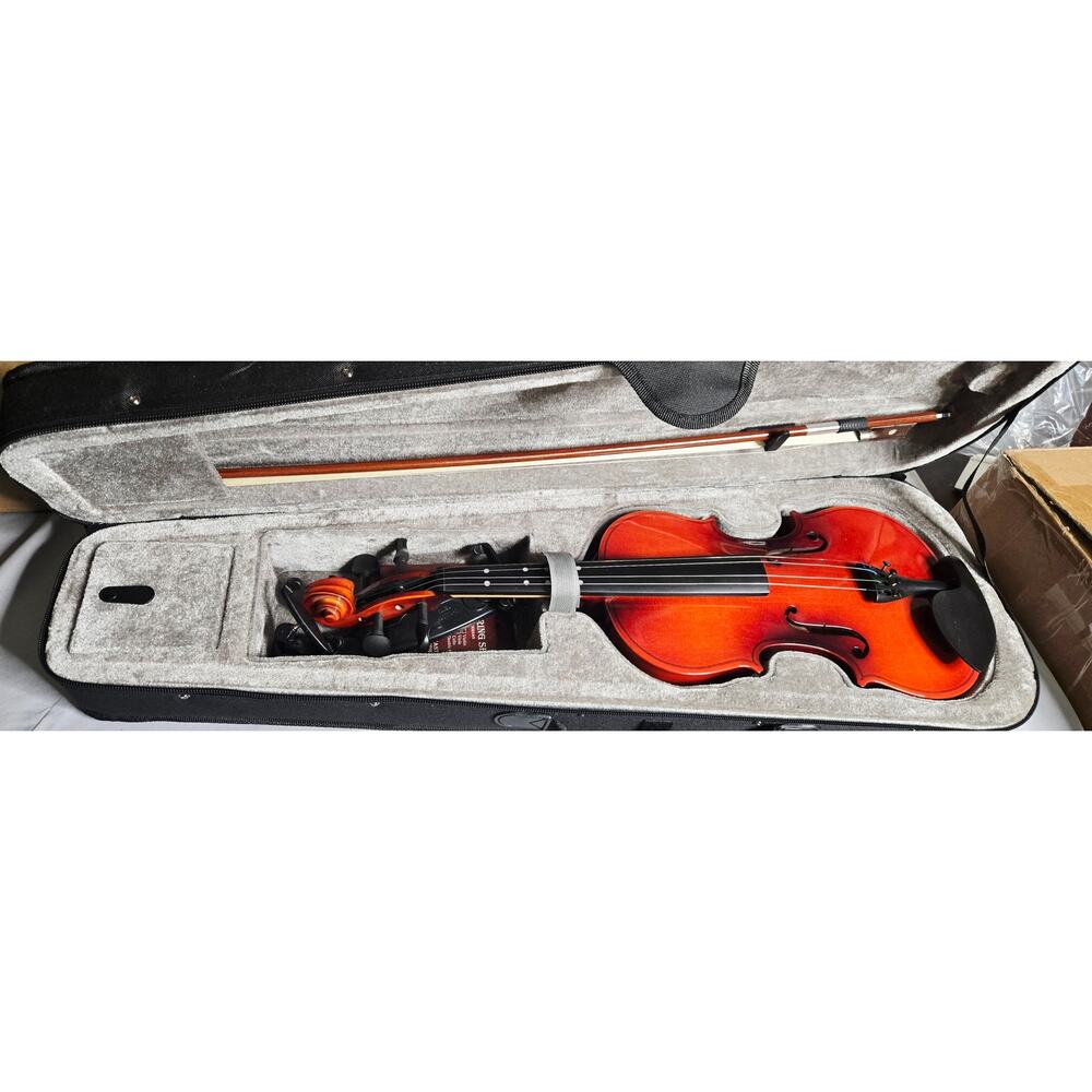 Eastar 4/4 Full Size Violin Outfit w Case & Bow Open Box Needs Strings
